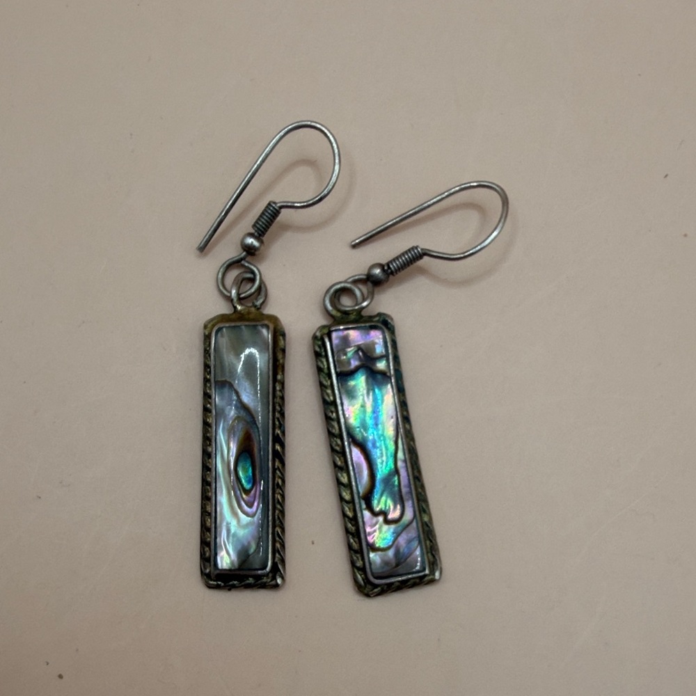 Vintage Abalone Earrings, Drop / Dangling